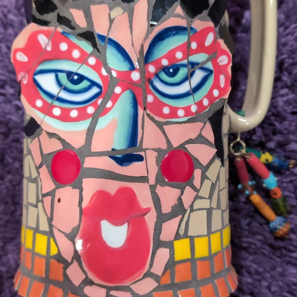 Mosaic Abstract Art Face Pitcher - Picture 9 of 10